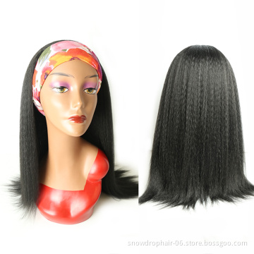 Julianna 26" Free Shipping Premium Short Afro Fluffy Water Wave Curl Wholesale Long  Blue Yaki Straight Headband Wig Synthetic
